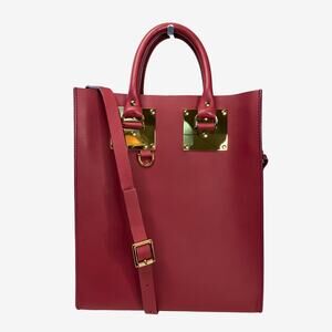 Sophie Hulme Large Albion Tote Berry Pink Leather Gold Hardware Bag